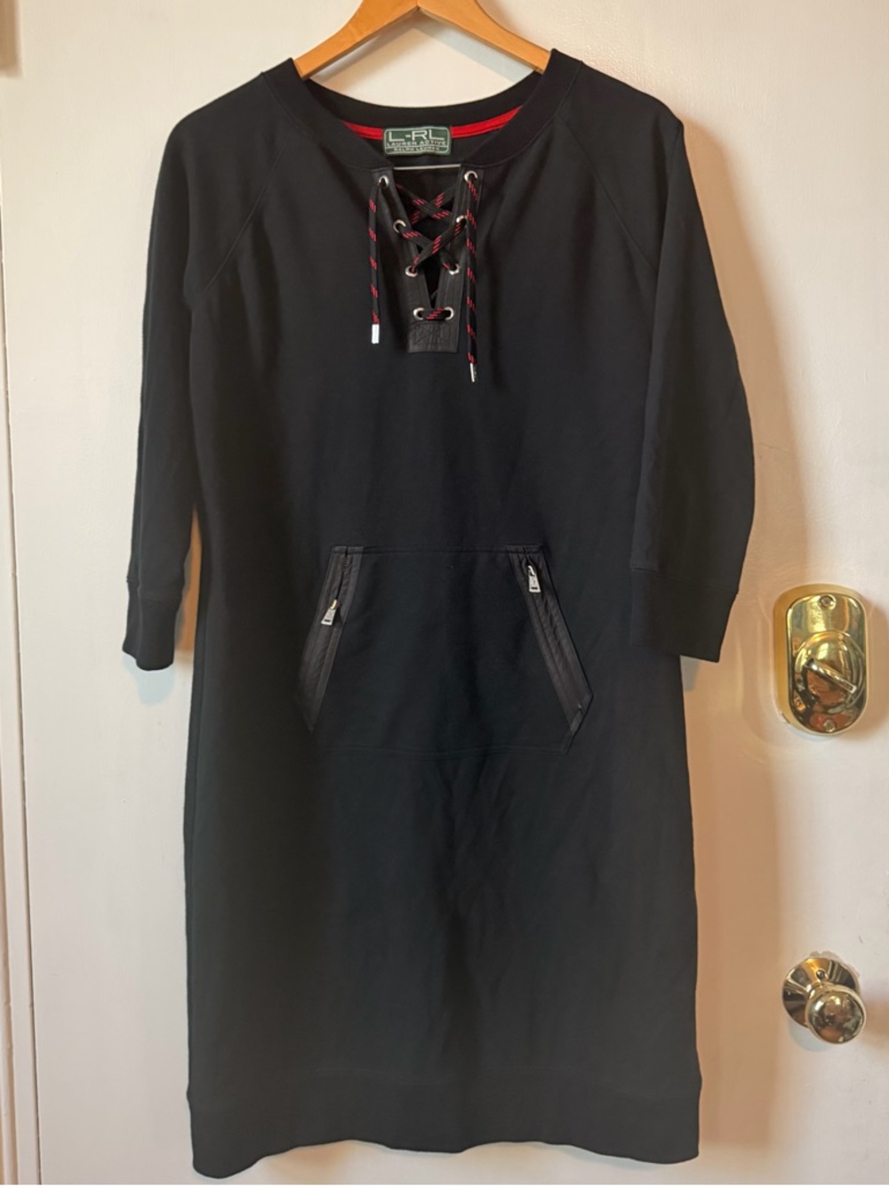 Ralph Lauren Black Sweatshirt Dress with Red Trim - Picture 7 of 7